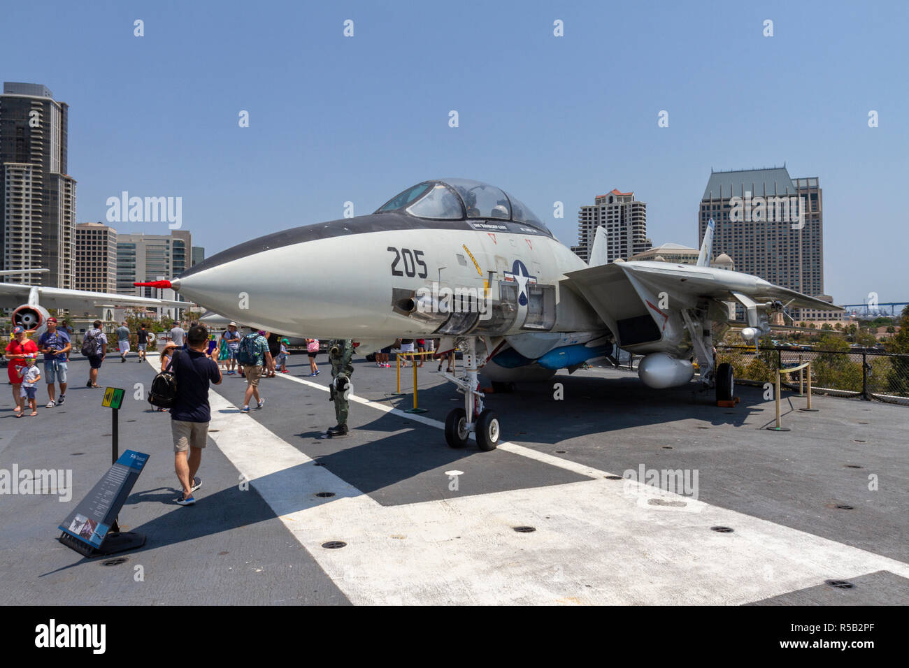 F-14 Tomcat fighter aircraft, USS Midway Museum, San Diego, California, United States. Stock Photo