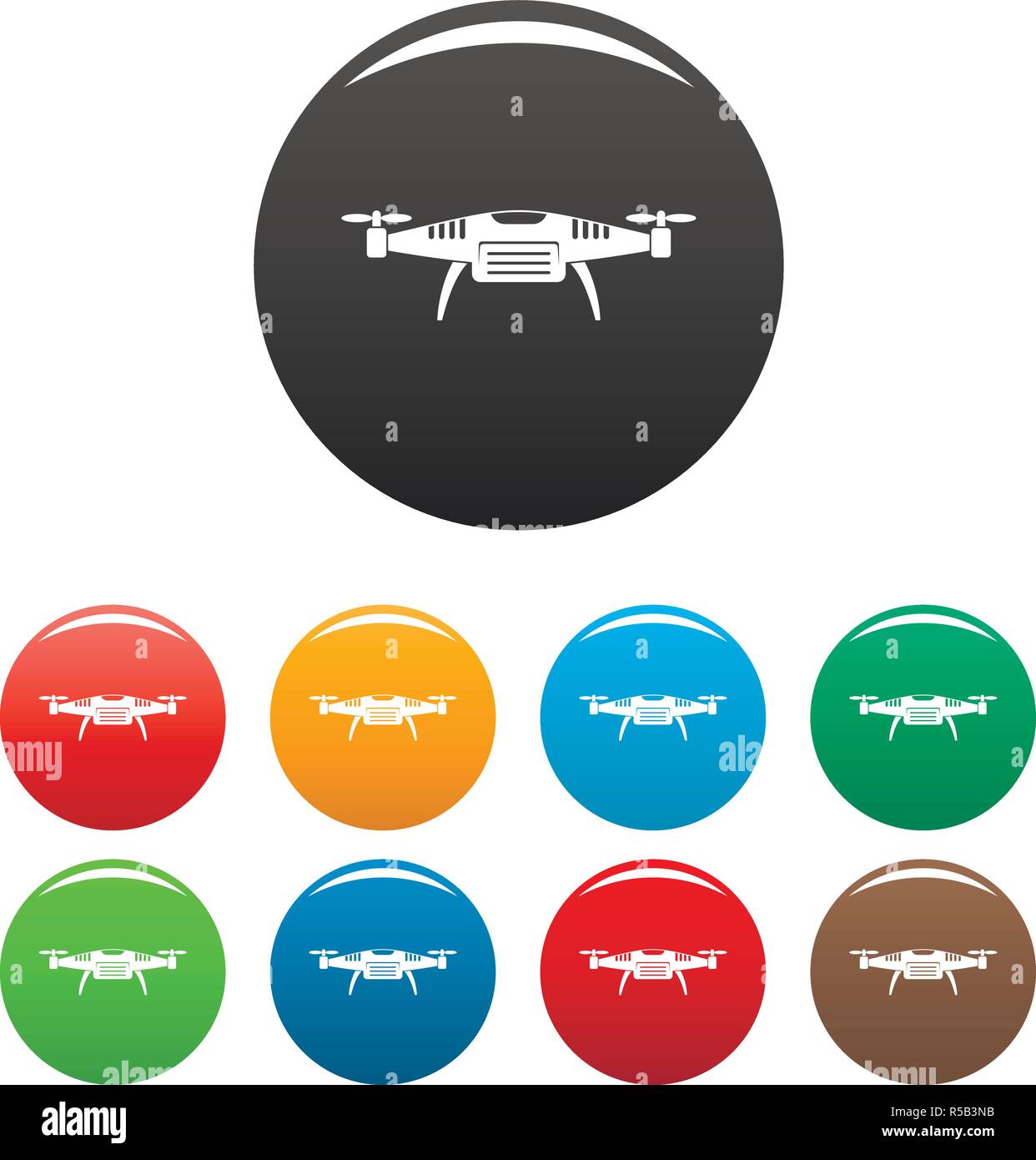 Sky drone icons set 9 color vector isolated on white for any design Stock Vector