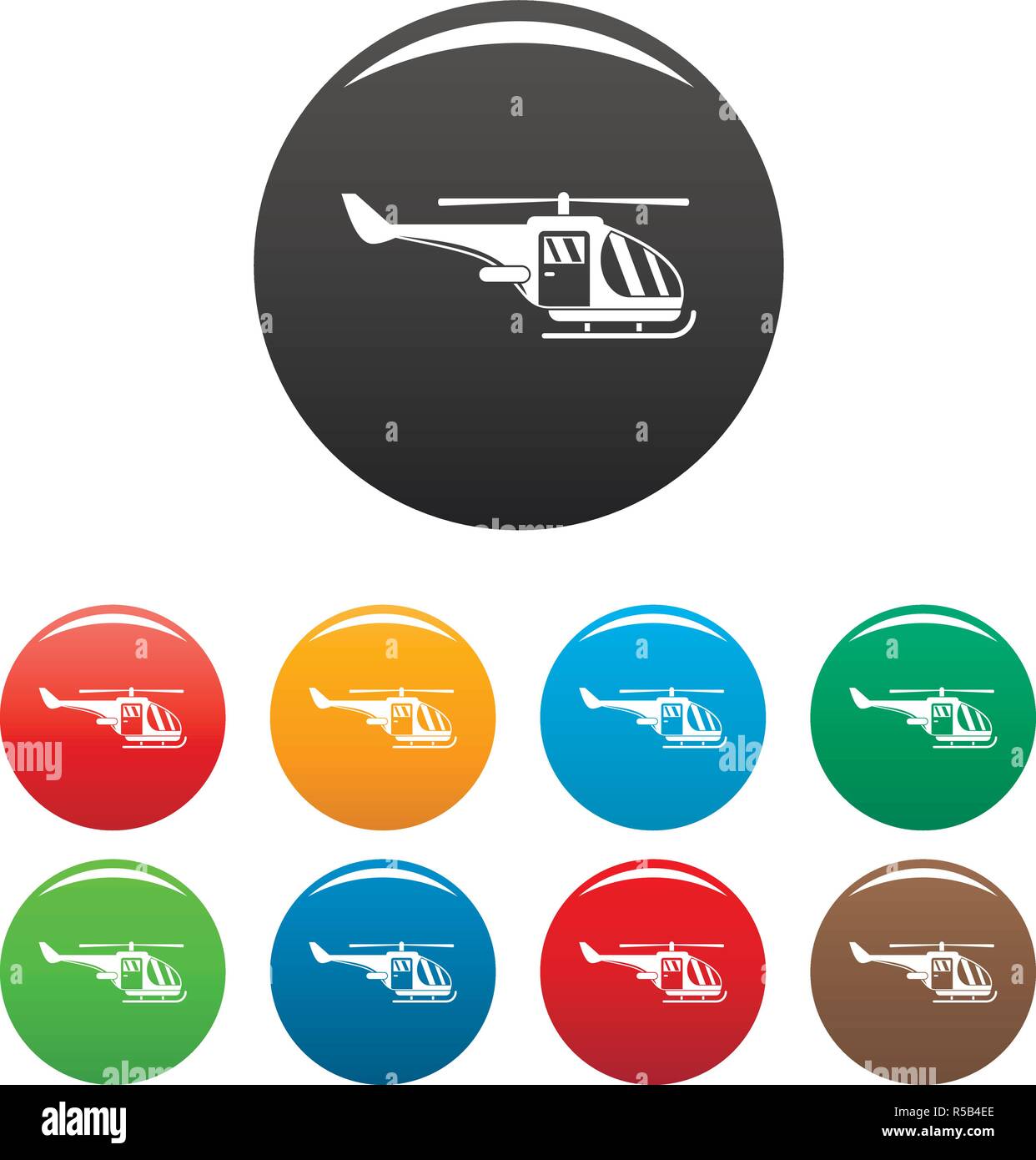 Military helicopter icons set 9 color vector isolated on white for any design Stock Vector