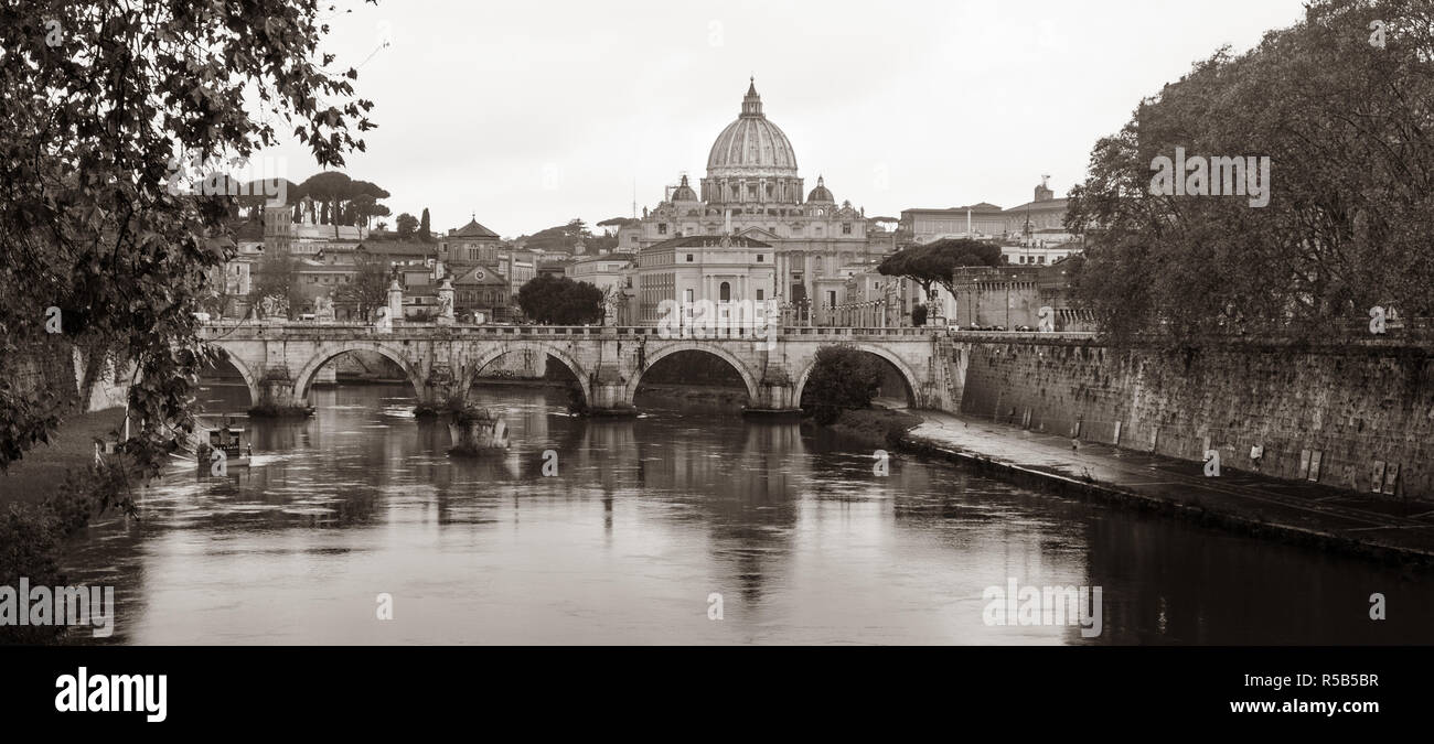 Rome and the Tiber River in sepia Stock Photo Alamy