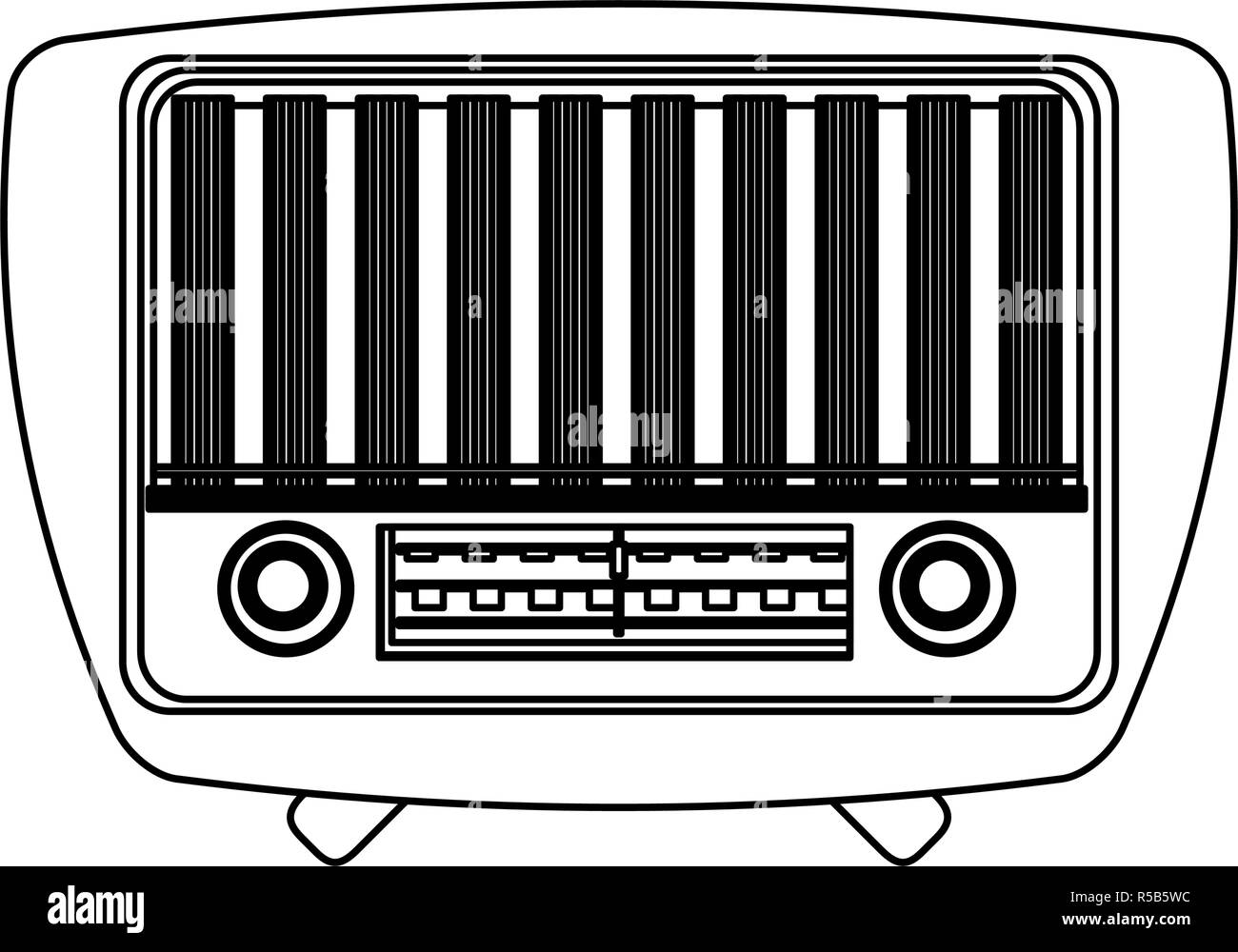 Vintage old radio black and white Stock Vector Image & Art - Alamy