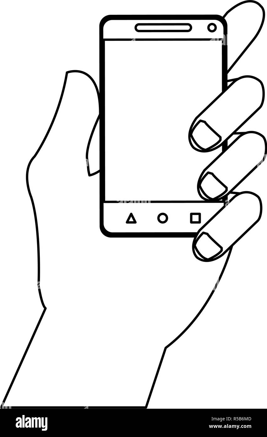 Hand holding smartphone black and white Stock Vector Image & Art Alamy