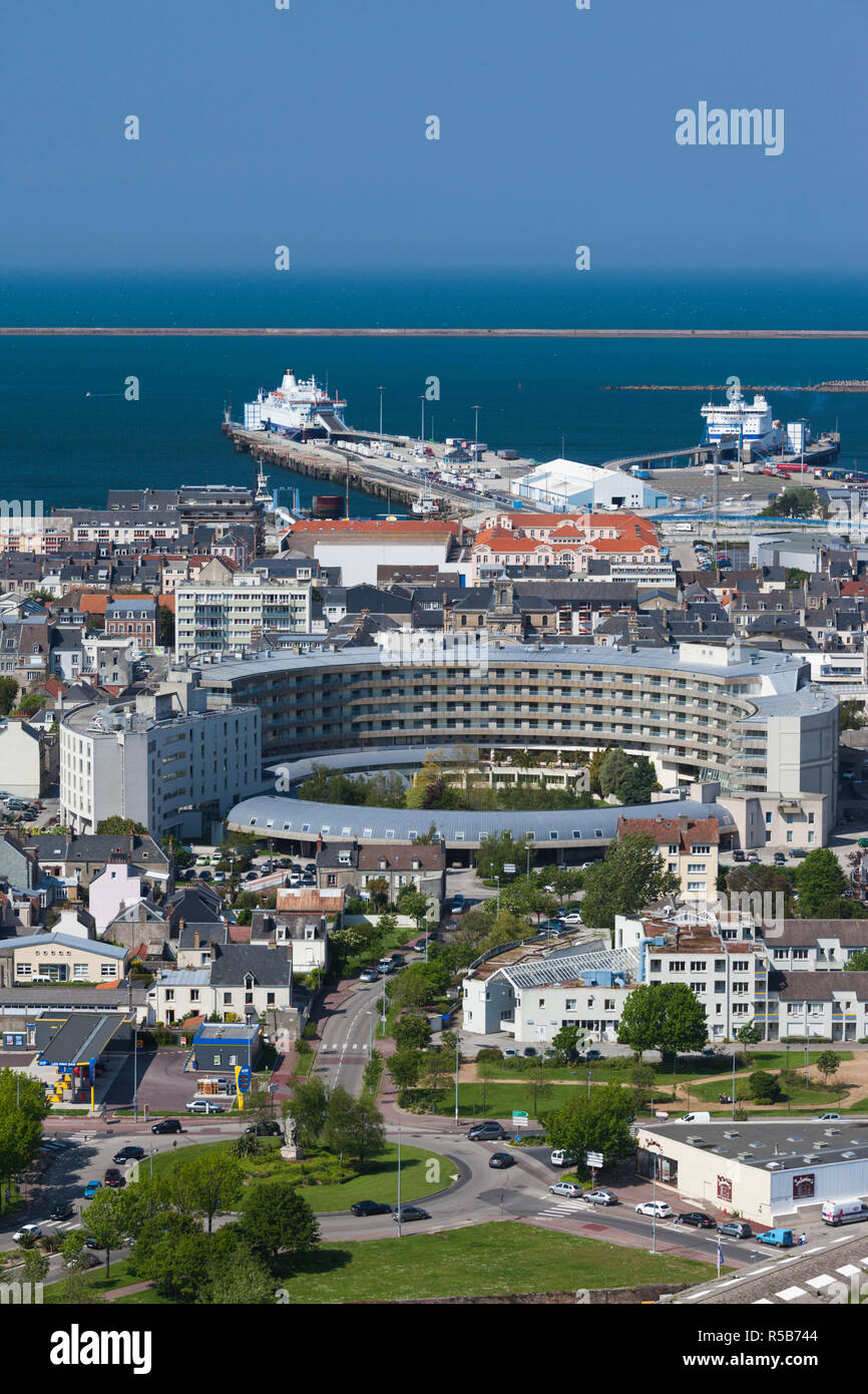 France, Normandy Region, Manche Department, Cherbourg-Octeville, elevated Cherbourg city view from the Fort du Roule Stock Photo