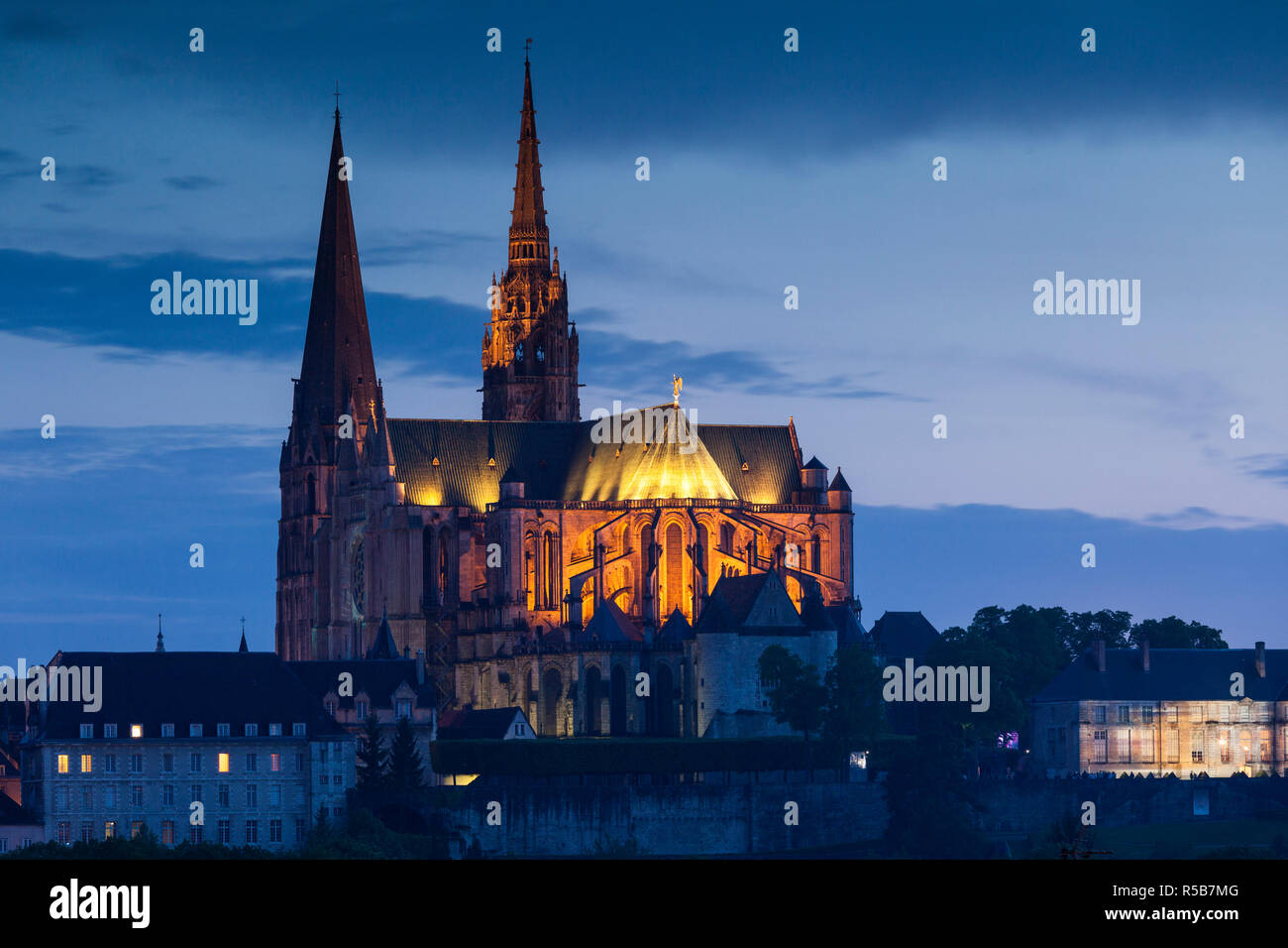 France, Centre Region, Eure et Loir Department, Chartres, Chartres Cathedral Stock Photo