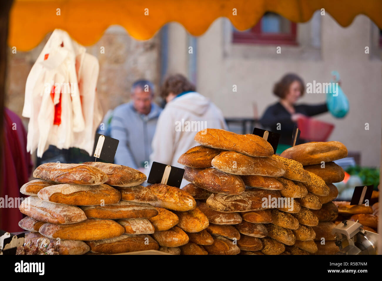 Local Produce at Market Day, Mirepoix, Ariege, Pyrenees, France Stock Photo