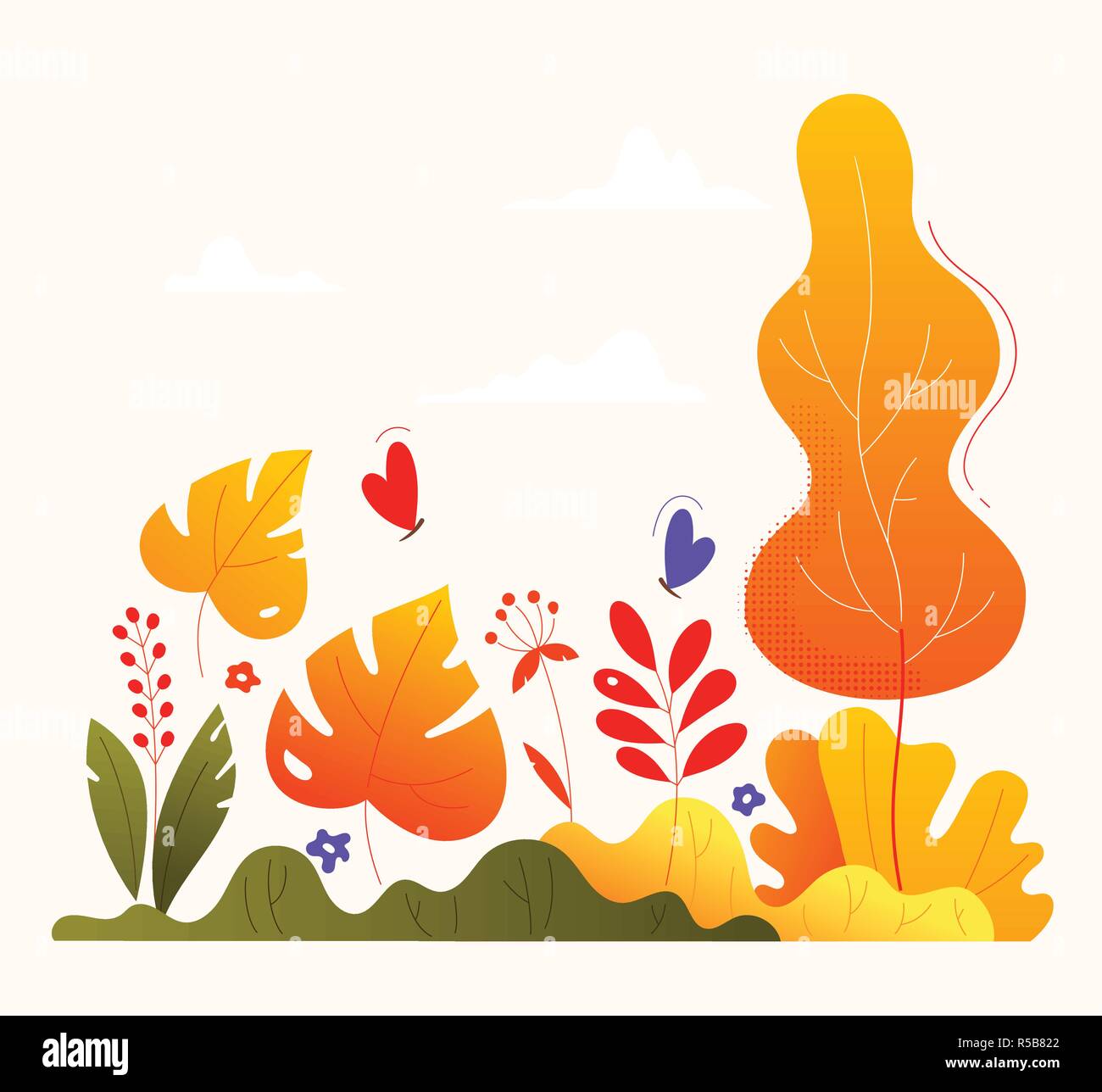 Autumn garden - modern flat design style illustration Stock Vector ...