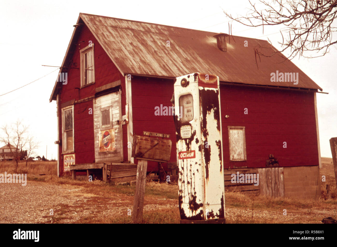 An Abandoned Gas Station near a Stripped Area Off Route 800. 10/1973