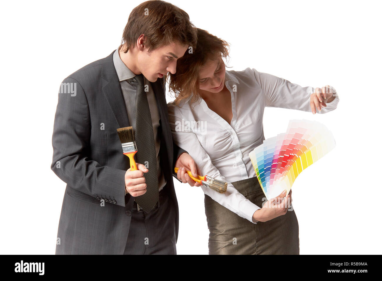 The young family with colour guide Stock Photo Alamy