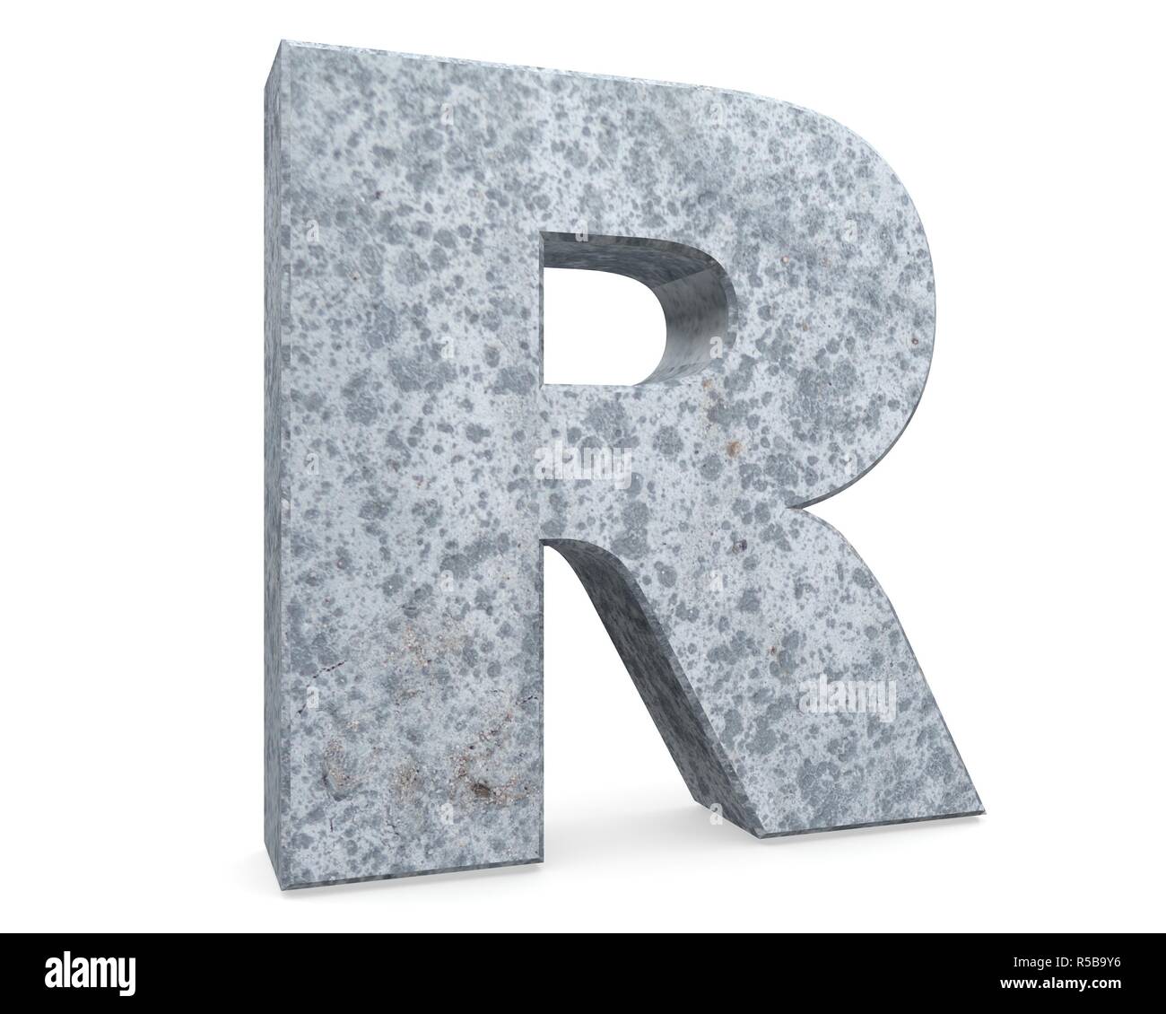 Concrete Capital Letter - R isolated on white background. 3D render ...