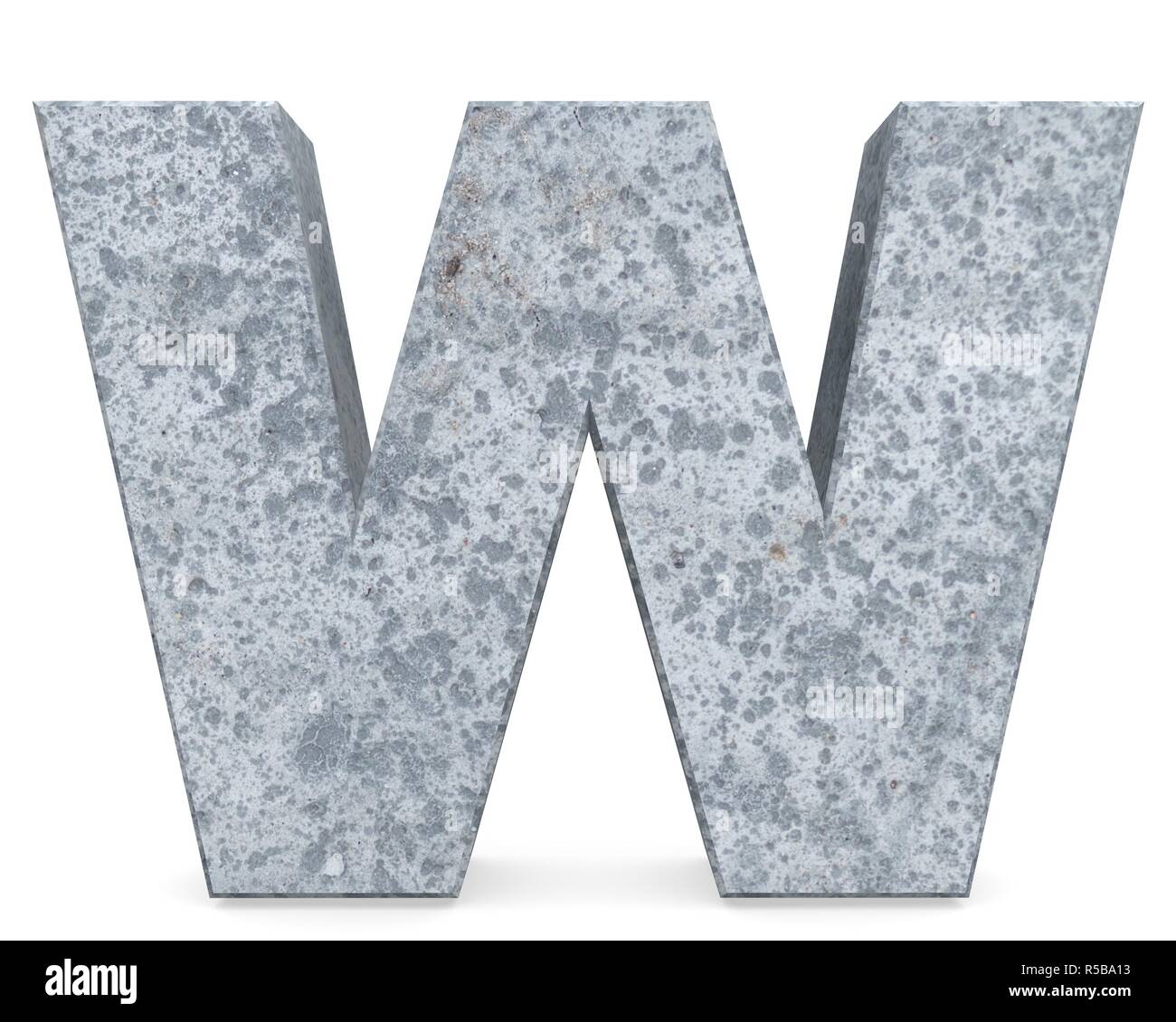 Concrete Capital Letter - W isolated on white background. 3D render ...