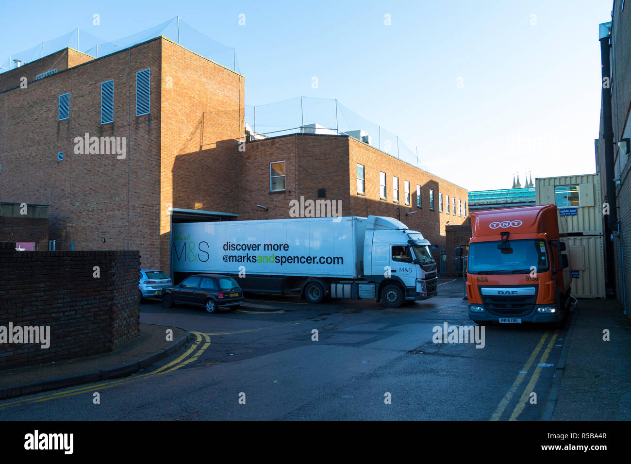 Large marks and spencer lorry parked in a loading bay, ashford, kent, uk Stock Photo