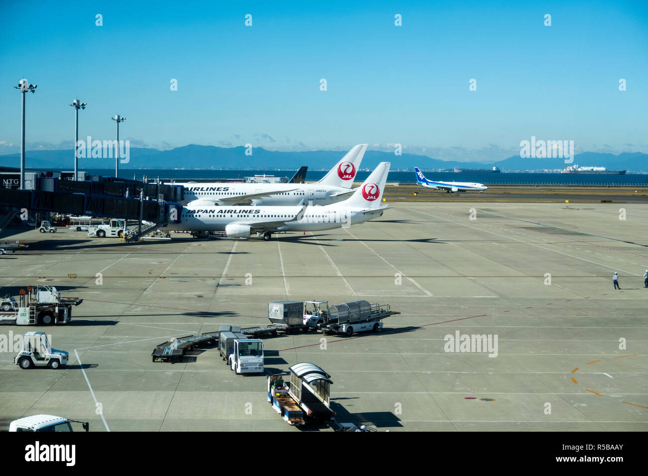 Planes at Chubu Centrair International Airport, Nagoya, Japan, November 2018 Stock Photo