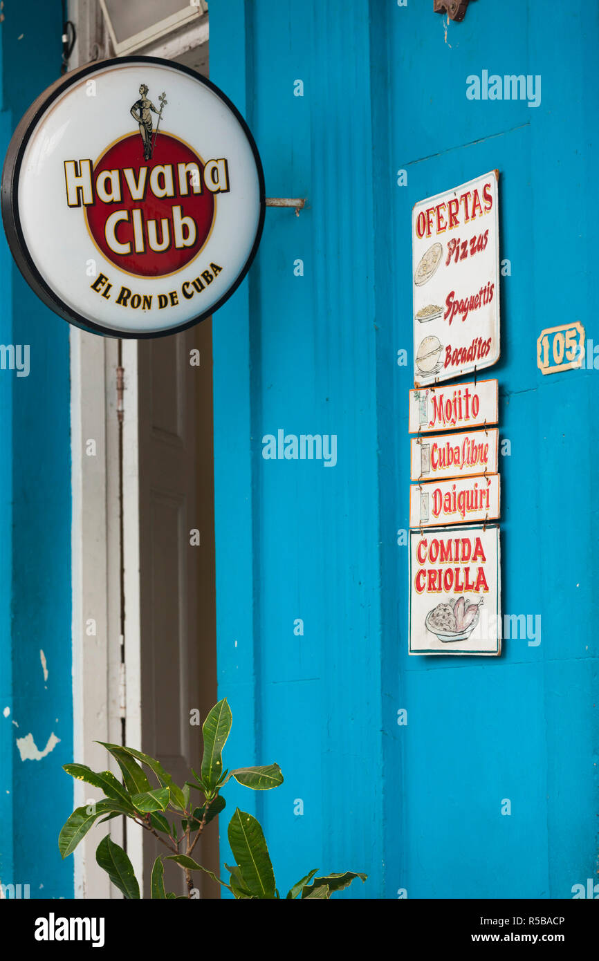 Cuba, Pinar del Rio Province, Vinales, Vinales Valley, sign for Havana Club rum Stock Photo