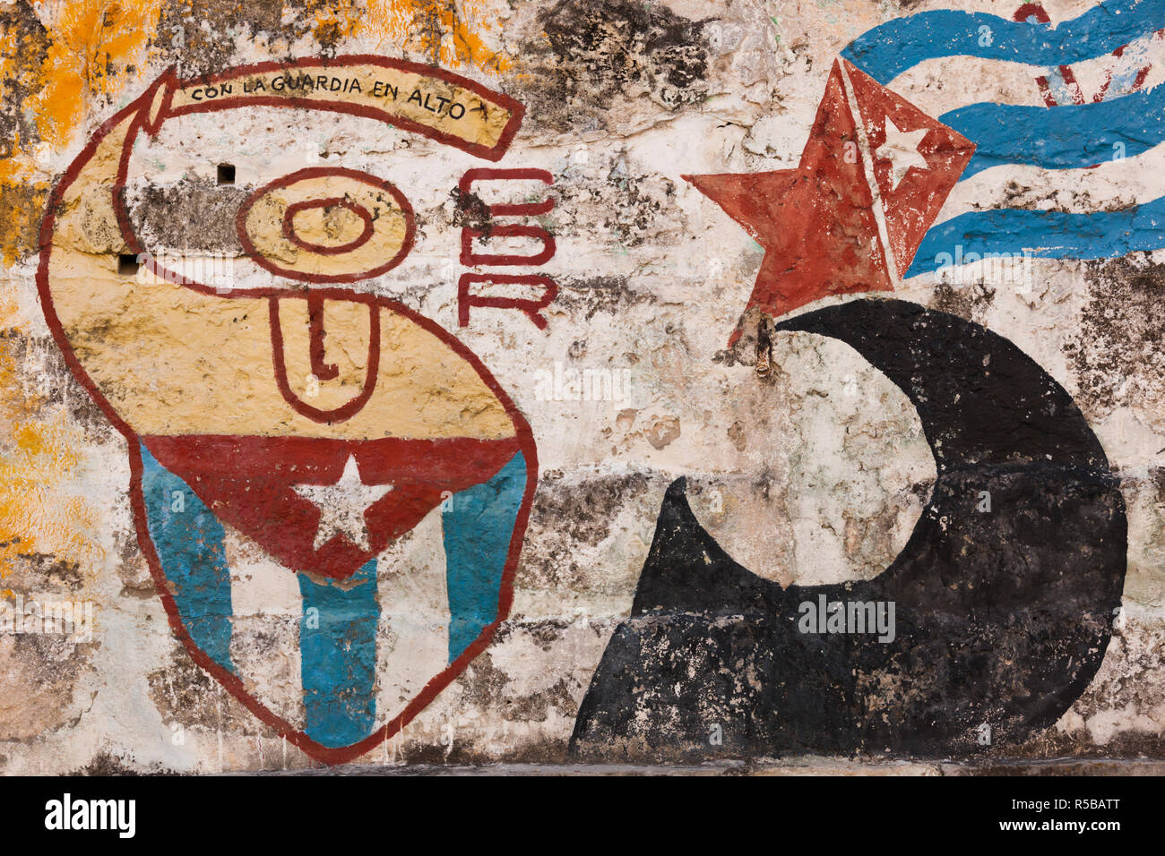 Cuba, Matanzas Province, Varadero, revolutionary wall mural Stock Photo