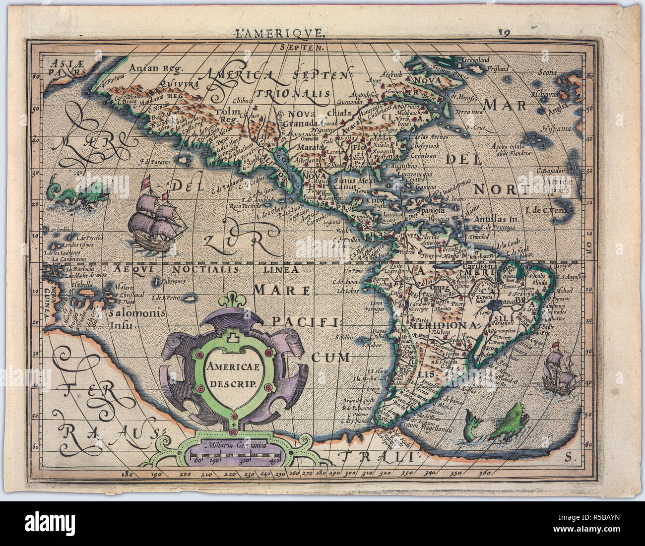 1600s america map hi res stock - Describing America Americae Descrip Ca Early 1600s Credit Ubc Library R5BAYN