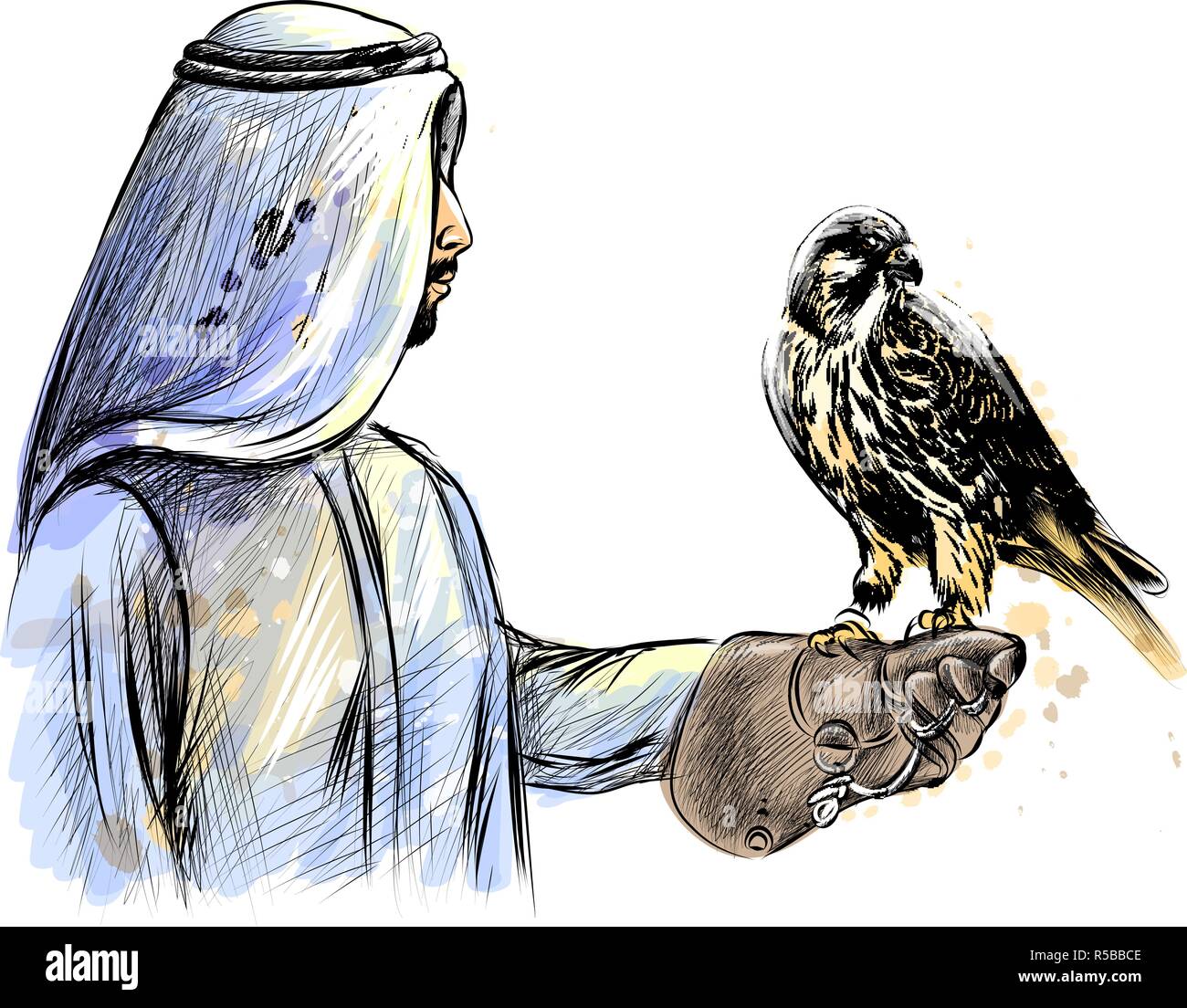 An Arab Falconer With A Falcon High Resolution Stock Photography and