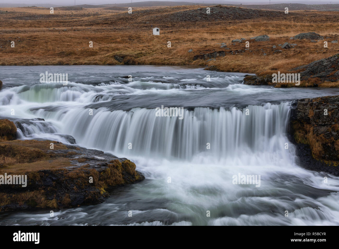 Reykjafoss, beautiful waterfall in the north part of Iceland Stock Photo