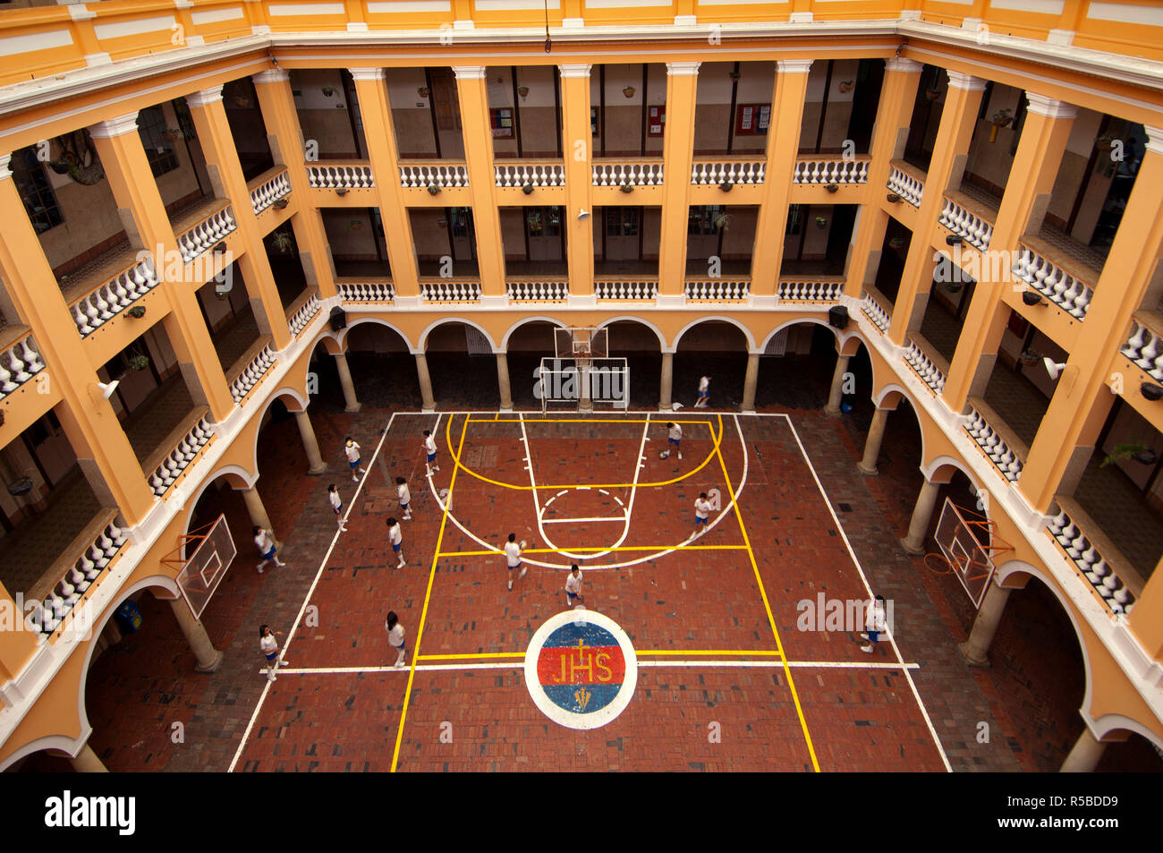 Colombia, Bogota, College of San Bartolome of Bogota, Founded in 1604, Basketball Court, Jesuit School Stock Photo
