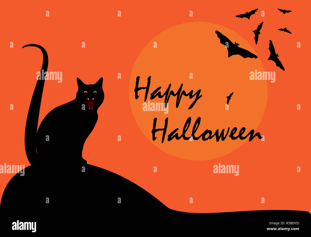 Black Cat on Halloween Night HD wallpaper