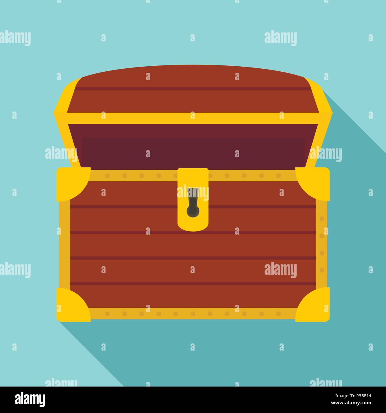 Open treasure chest icon. Flat illustration of open treasure chest