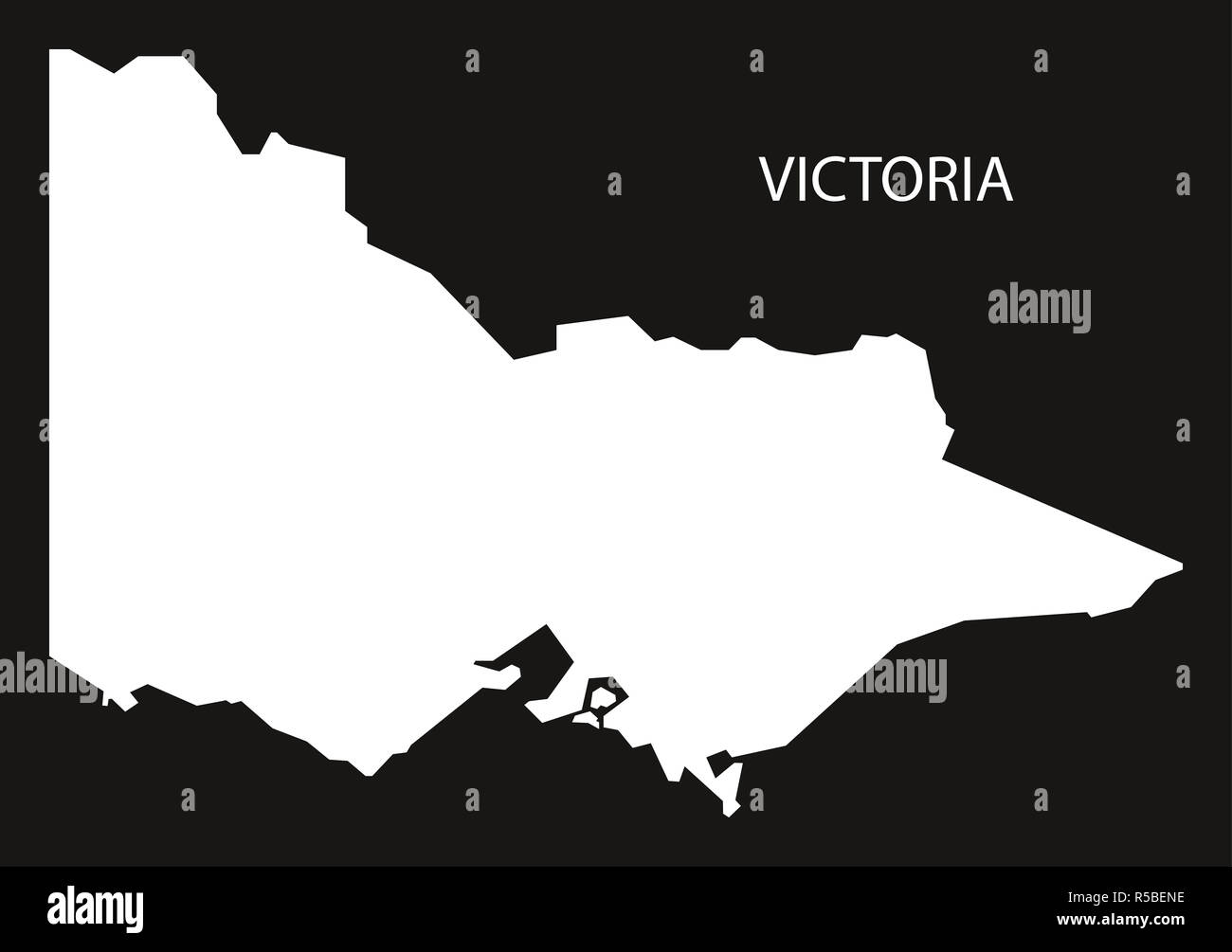 Victoria Australia map black inverted silhouette illustration Stock Photo