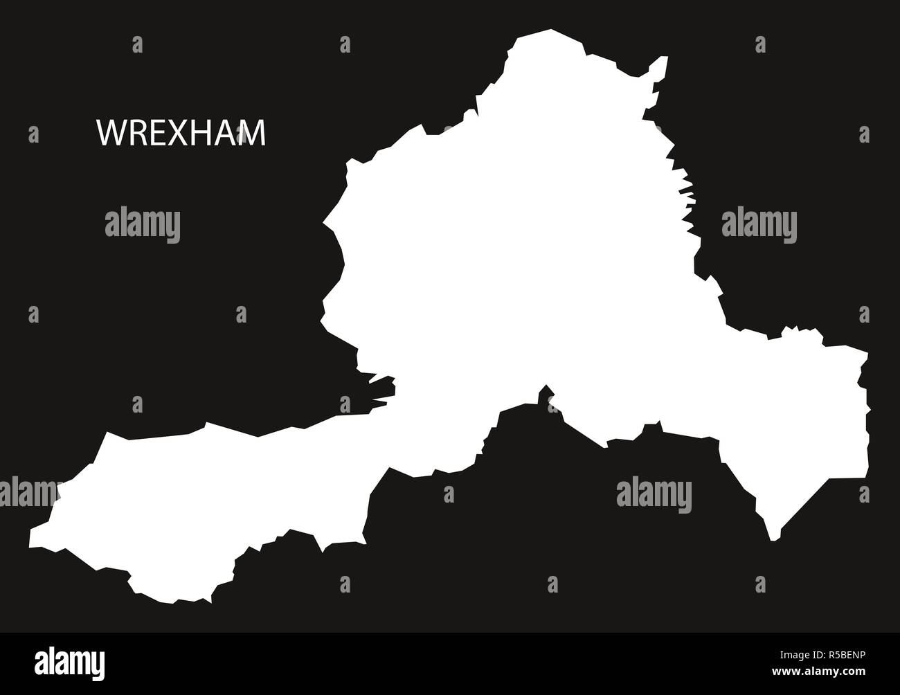 Wrexham Wales map black inverted silhouette illustration Stock Photo