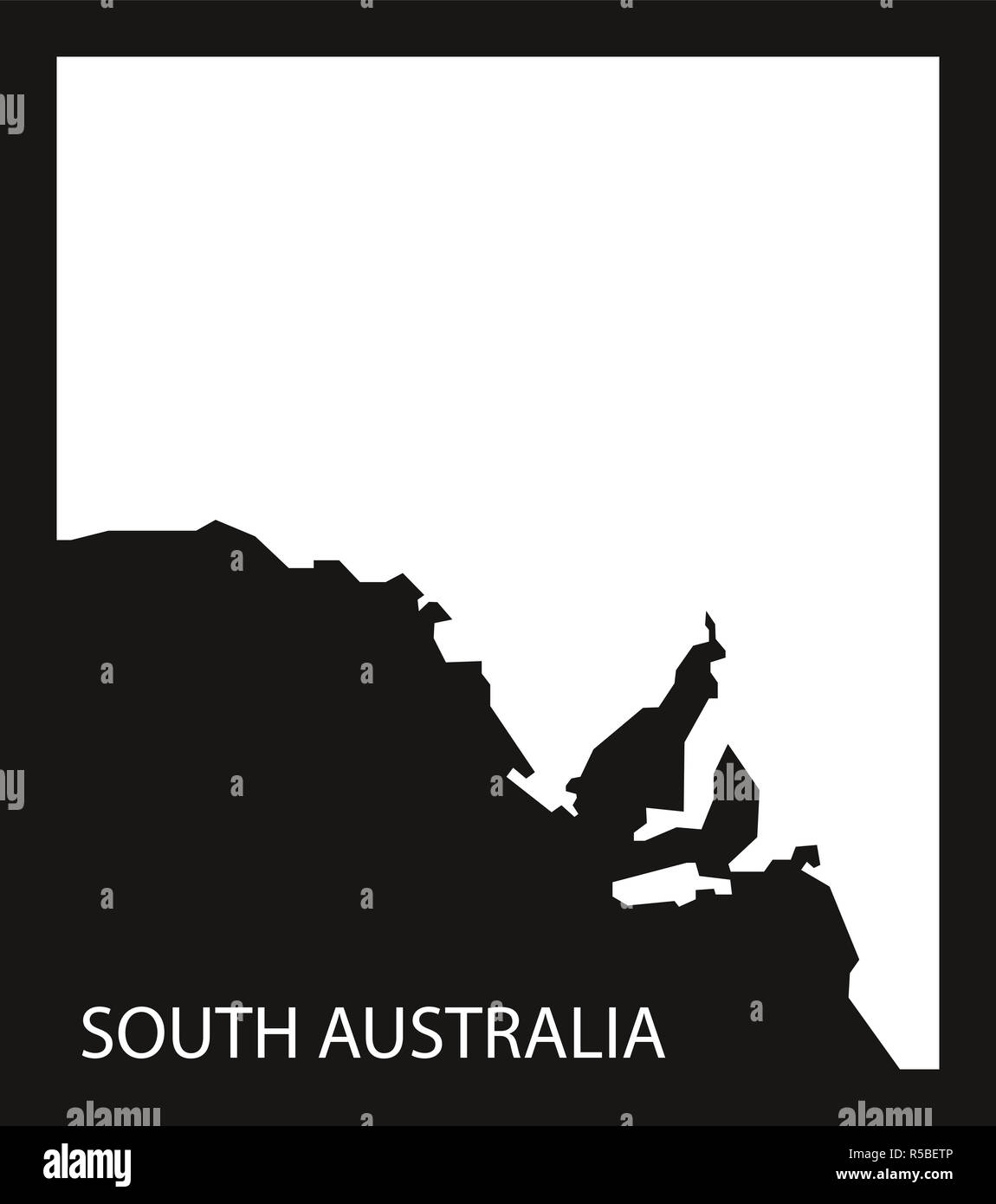 South Australia map black inverted silhouette illustration Stock Photo