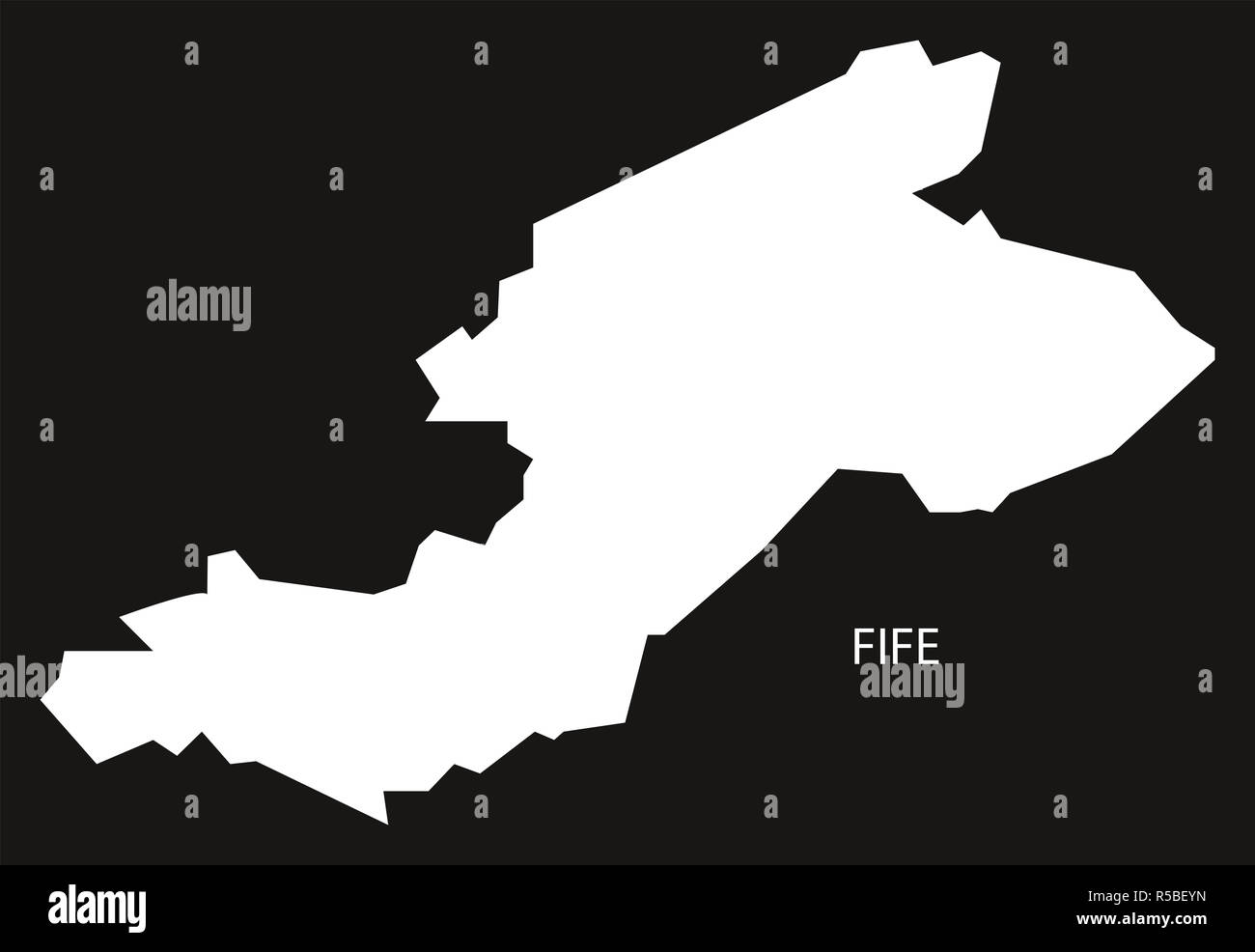 Fife Scotland map black inverted silhouette illustration Stock Photo
