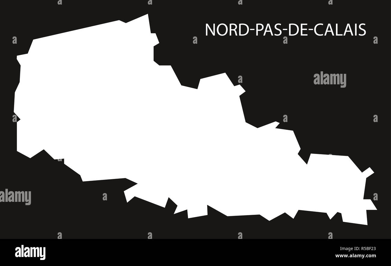 NordPasdeCalais France map black inverted silhouette illustration