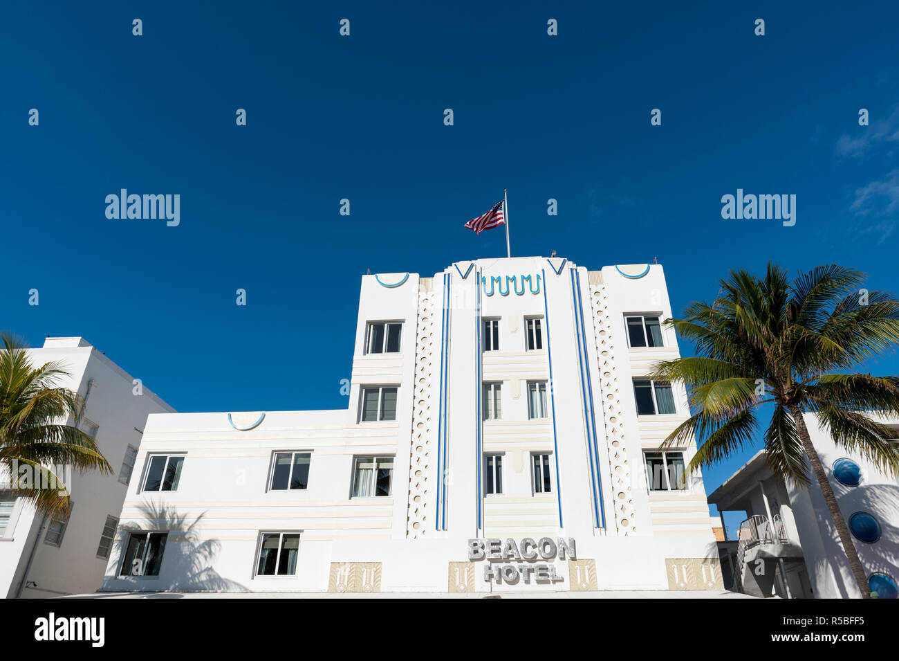 The Beacon Hotel, Ocean Drive, South Beach, Miami Beach, Florida, USA. Stock Photo