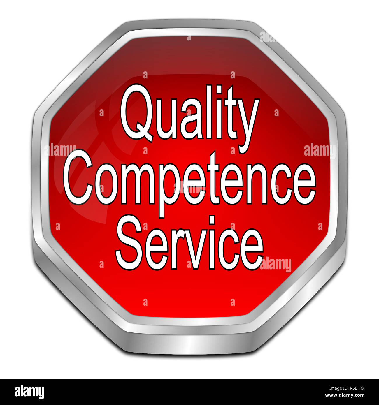 red Quality Competence Service Button - 3D illustration Stock Photo - Alamy
