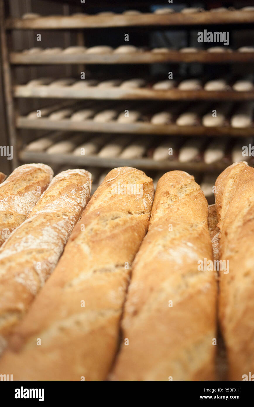 Bread in a bakery in La Boqueria Market, Barcelona, Spain Stock Photo