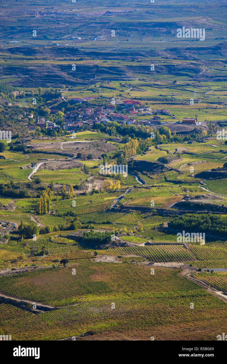 Spain, La Rioja Area, Alava Province, near-Laguardia, elevated view of La Rioja from the Balcon de la Rioja viewpoint Stock Photo