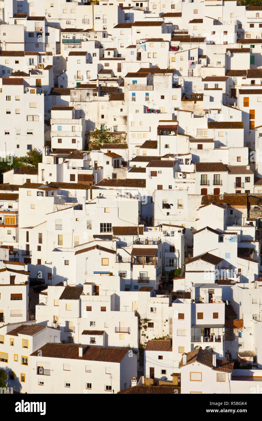Jigsaw like house exteriors in the charming hilltop village of Casares, Malaga Province, Andalusia, Spain Stock Photo