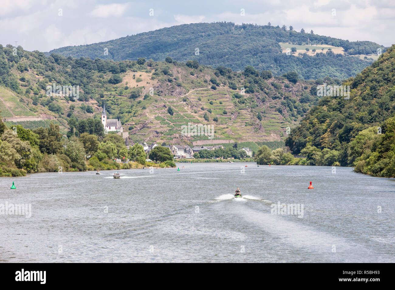 Approaching Hatzenport, Germany, on the Moselle. Stock Photo