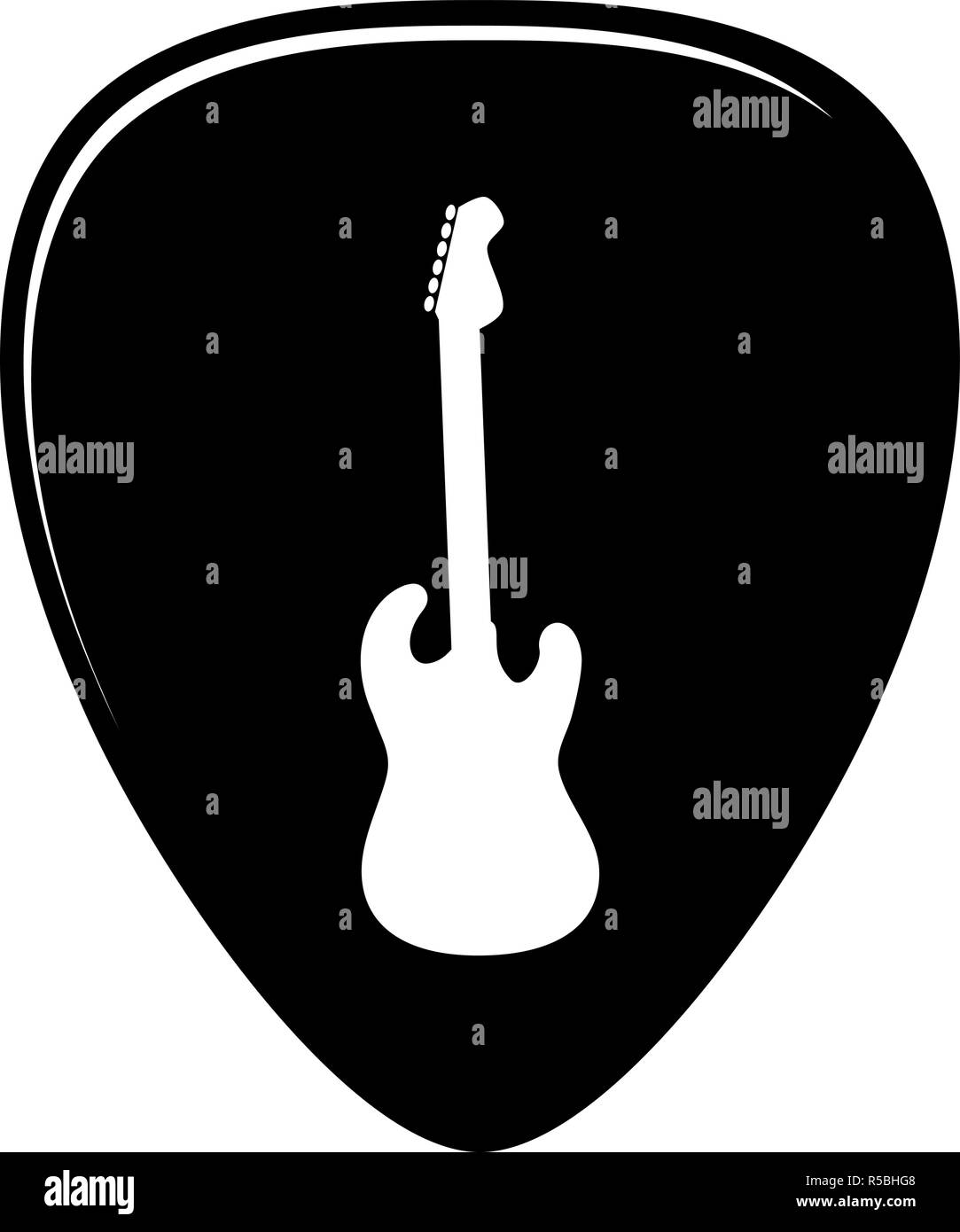 Guitar pick vector illustration in black and white Stock Vector Image