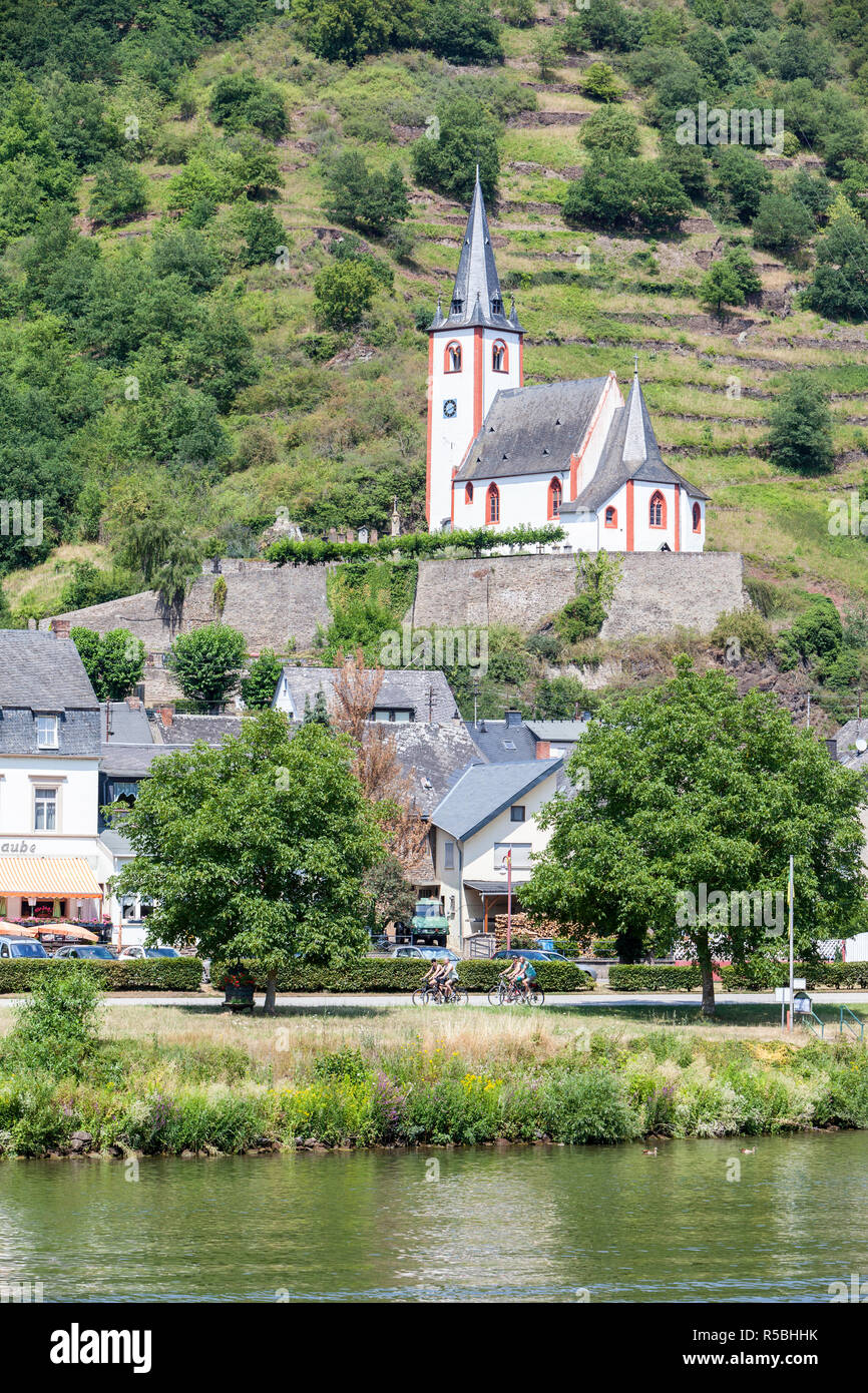Hatzenport, Germany, on the Moselle.  St. Johannes Church. Stock Photo