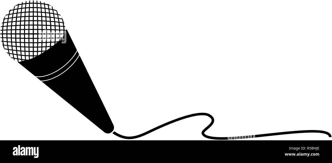 Microphone vector illustration in black and white Stock Vector Image ...
