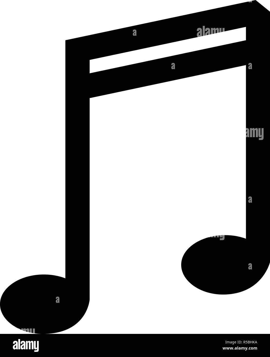 Music double bar note symbol vector illustration in black and white