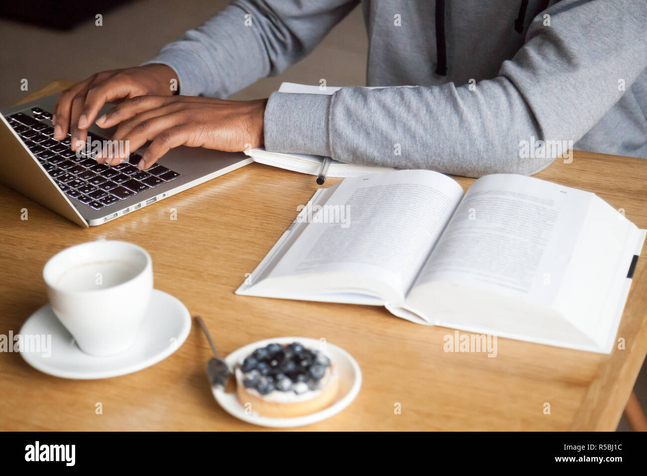 laptop, books and coffee