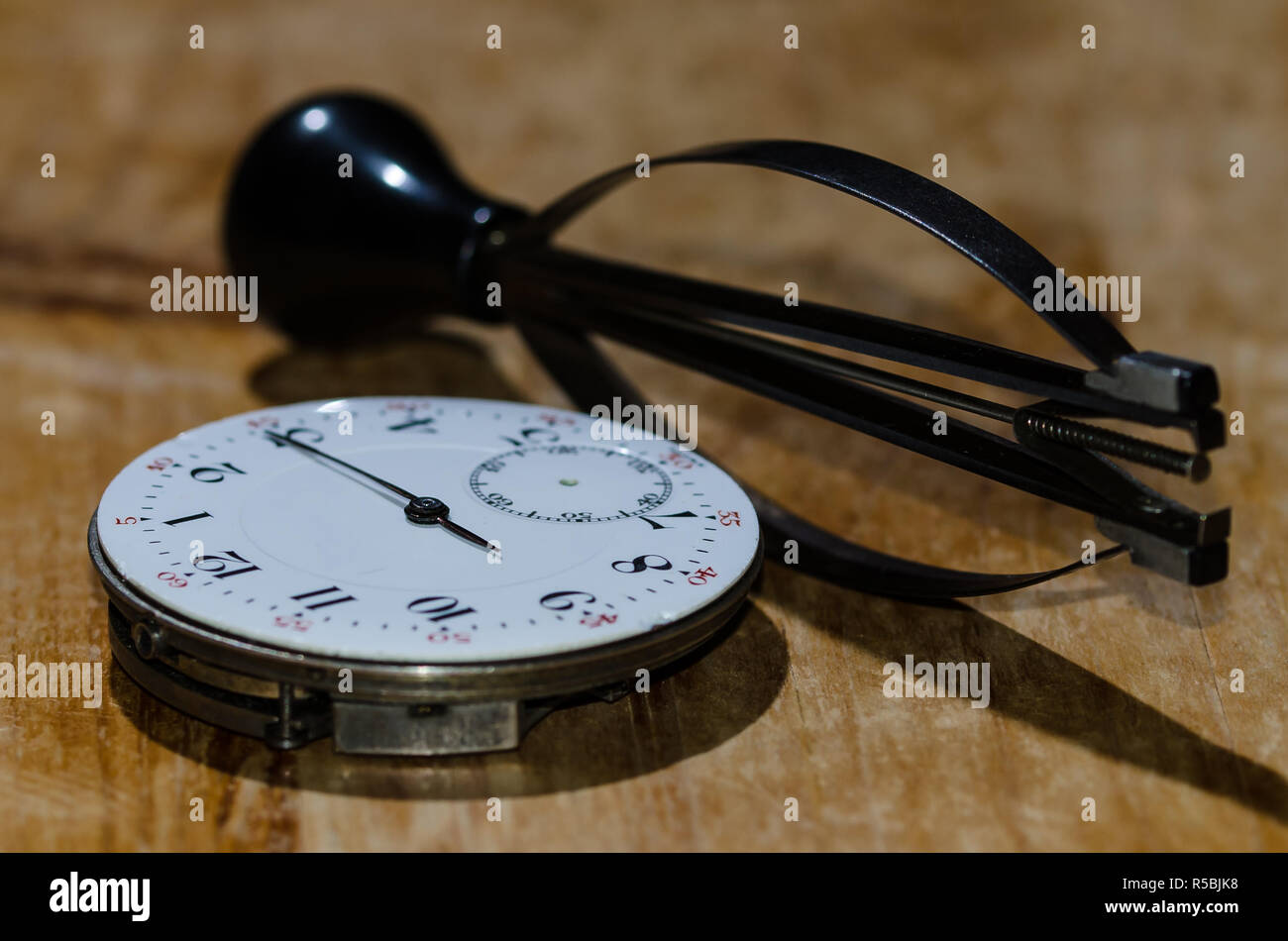 Watch Repair Pocket Watch Movement with Hands Remover Stock Photo Alamy