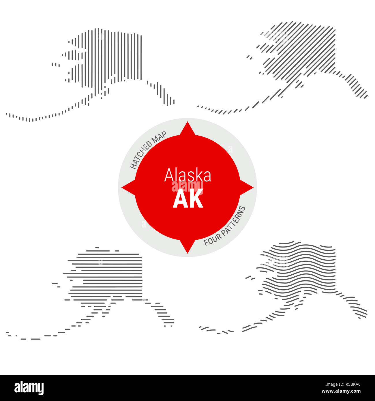 Hatched Pattern Map of Alaska. Stylized Simple Silhouette of Alaska ...
