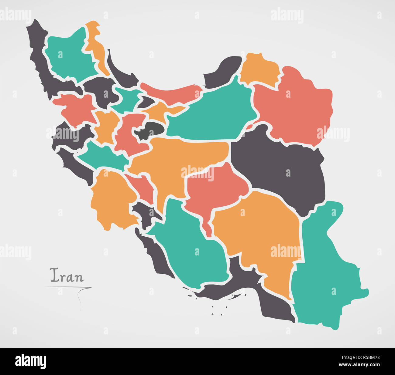 Iran Map with states and modern round shapes Stock Photo - Alamy