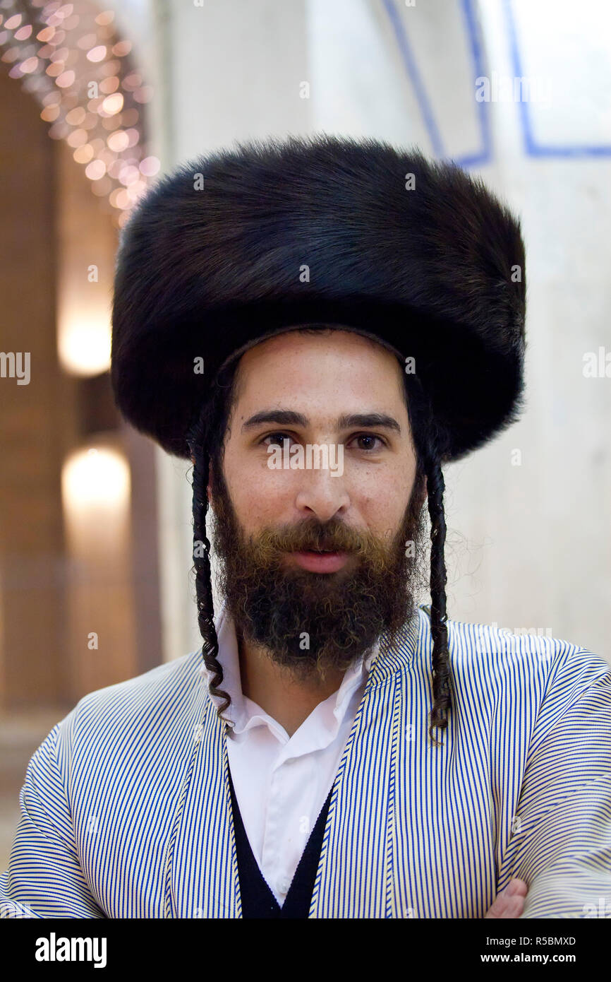 Israel, Jerusalem, Portrait of Orthodox Jewish man (MR) Stock Photo