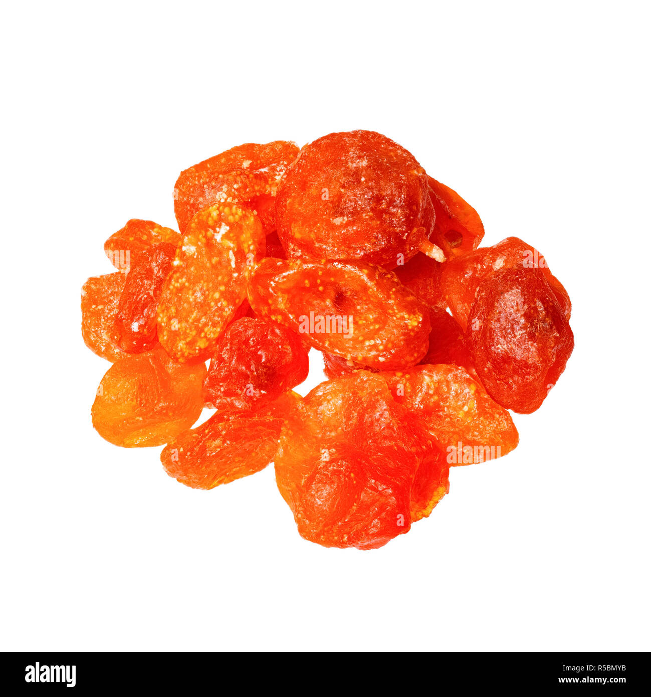 Dried kumquat close up isolated on white background. Stock Photo