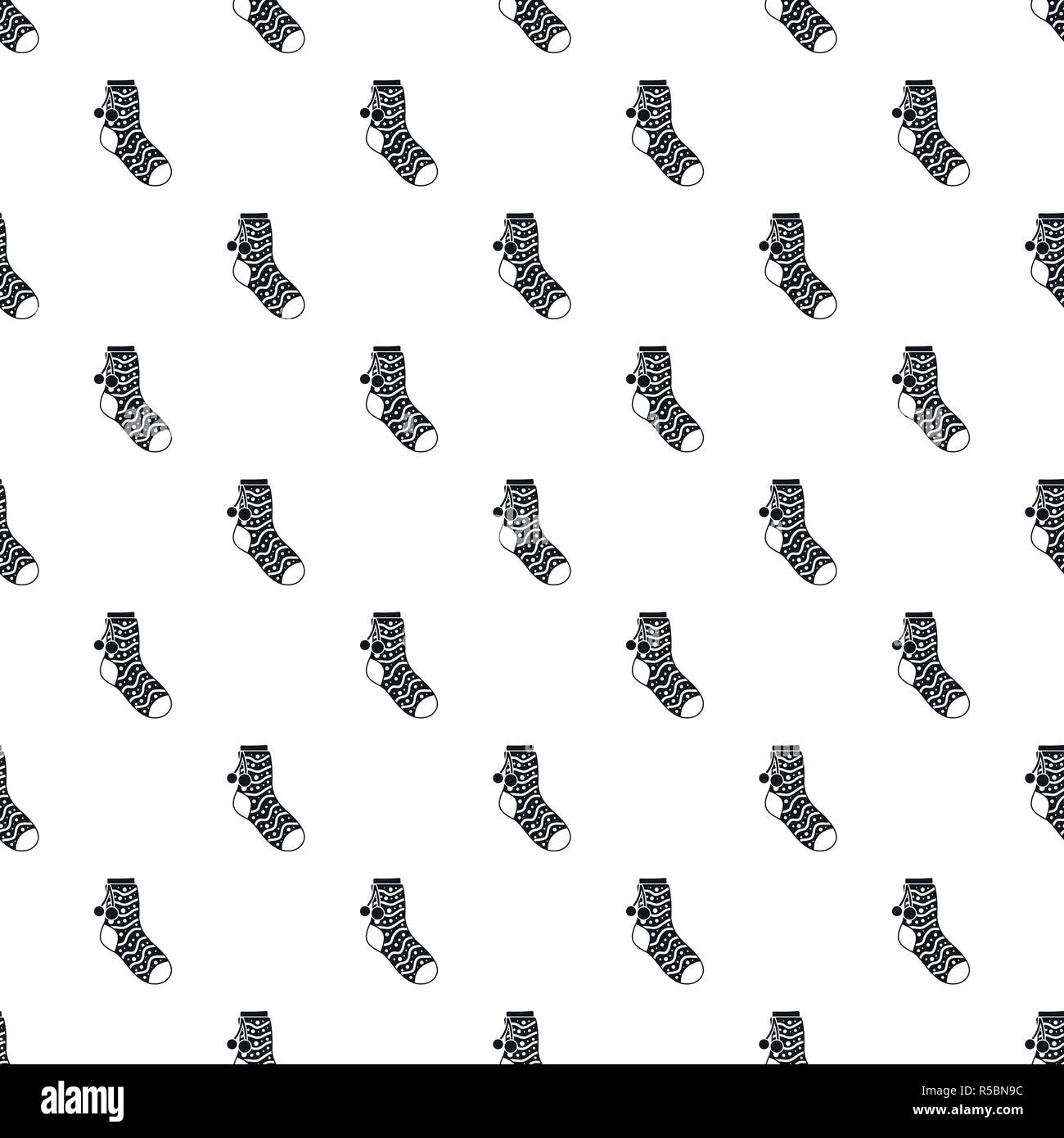 Sock with pompon pattern seamless vector repeat geometric for any web design Stock Vector