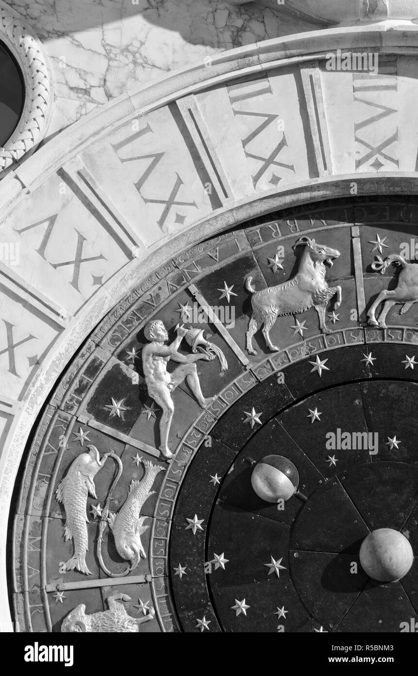 Italy, Veneto, Venice, St. Mark's Square (Piazza San Marco), Astronomical Clock Tower (Torre dell'Orologio) Stock Photo