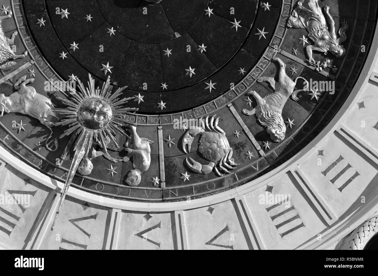 Italy, Veneto, Venice, St. Mark's Square (Piazza San Marco), Astronomical Clock Tower (Torre dell'Orologio) Stock Photo