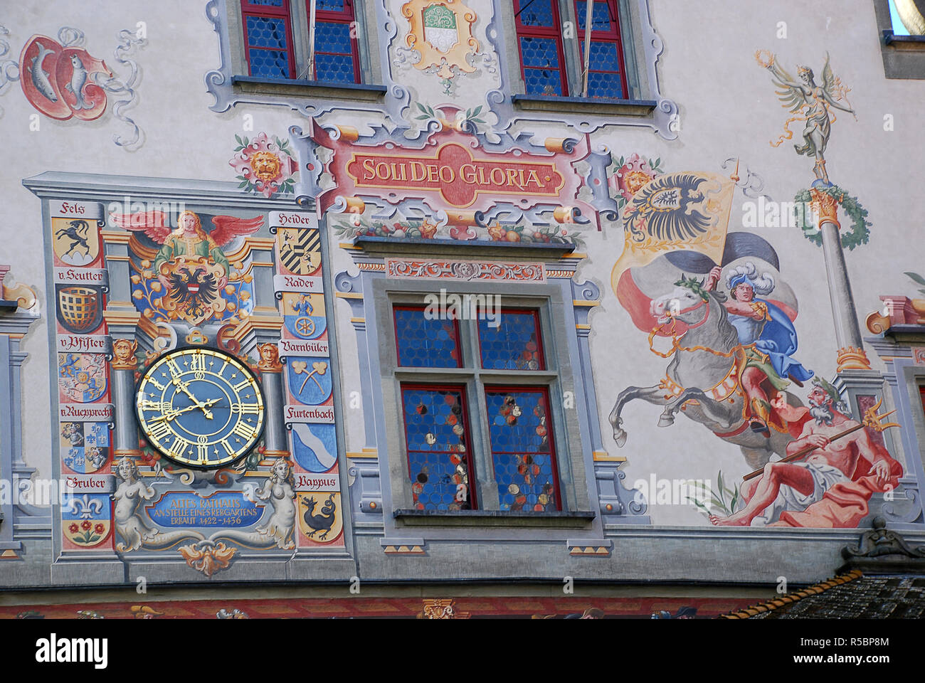 Detail of the front of the old town hall of Lindau, Bodensee, Germany Stock Photo