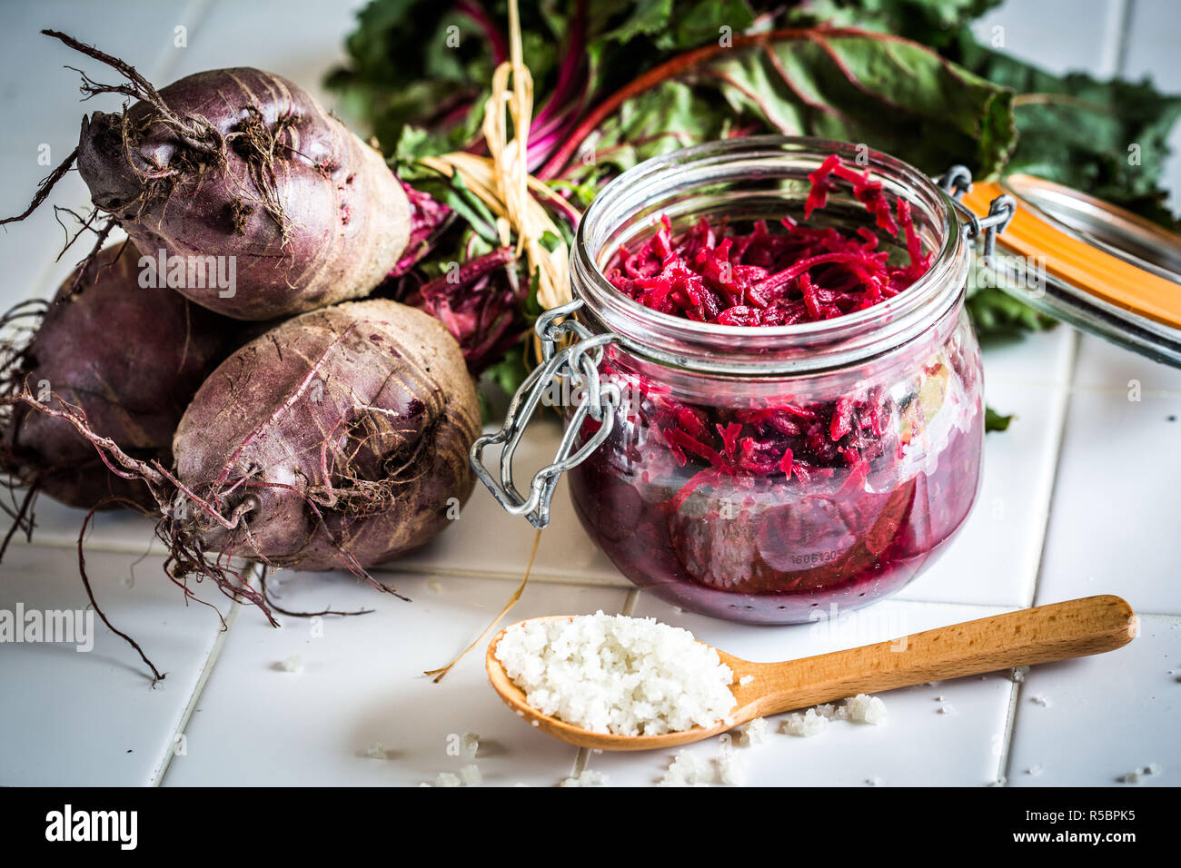 Canned food in jars. Stock Photo